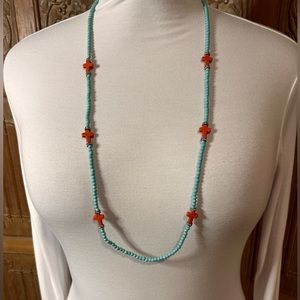 Cross and beaded necklace 35 inches